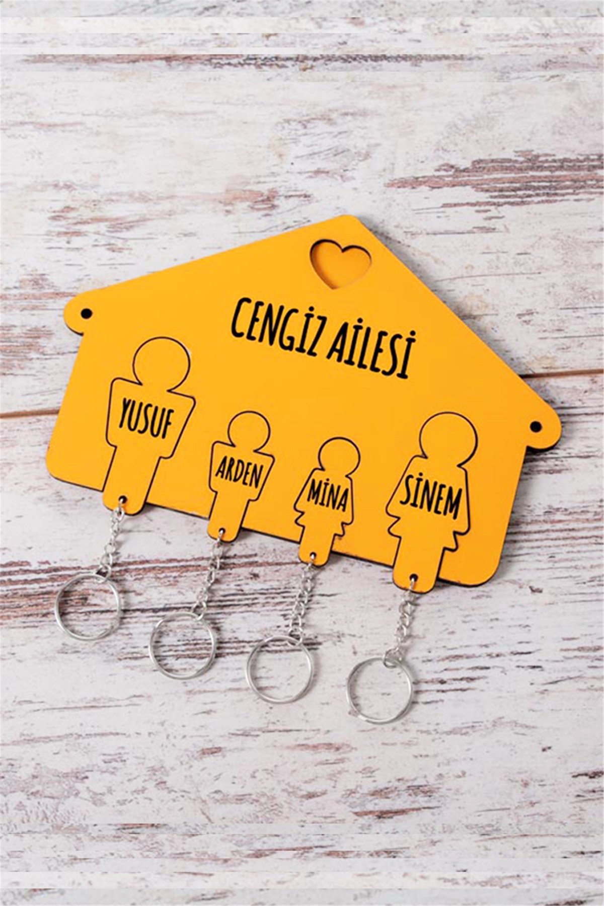 Kişiye Özel Dört Anahtarlıklı Renkli Anahtarlık Askısı