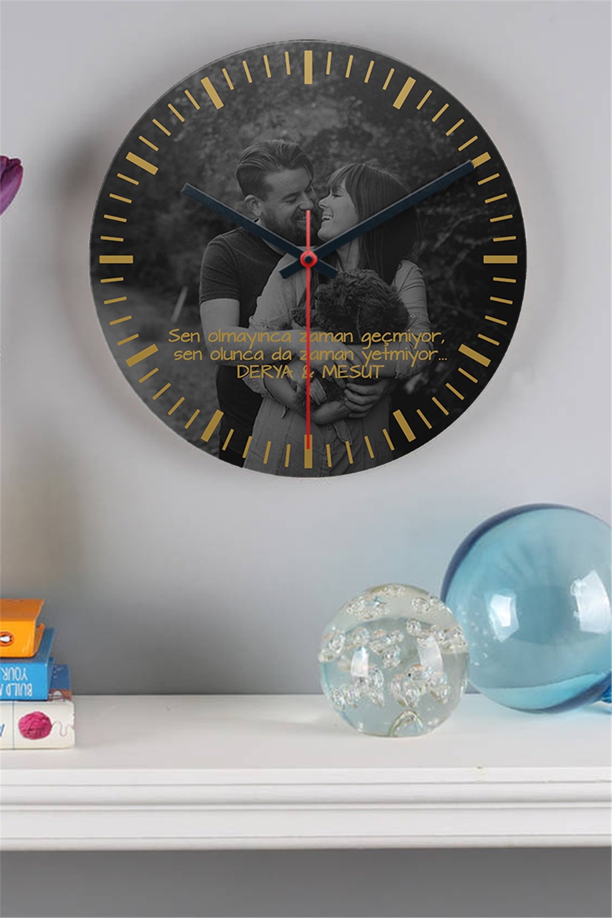 Kişiye Özel Fotoğraflı Ahşap Duvar Saati