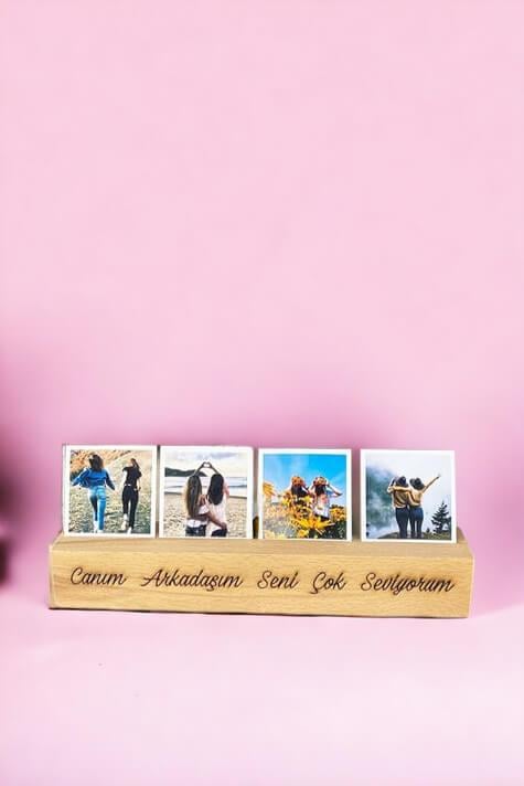 Kişiye Özel Fotoğraflı Ahşap Stand