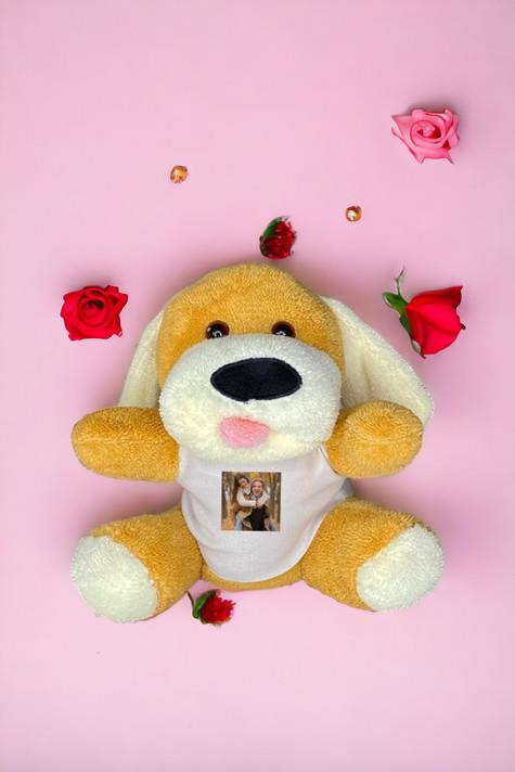 Kişiye Özel Fotoğraflı Kahverengi Peluş Köpek