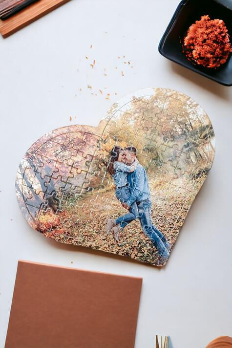 Kişiye Özel Fotoğraflı Kalp Puzzle