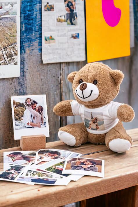 Kişiye Özel Fotoğraflı Peluş Ayı ve Polaroid Fotoğraf Seti