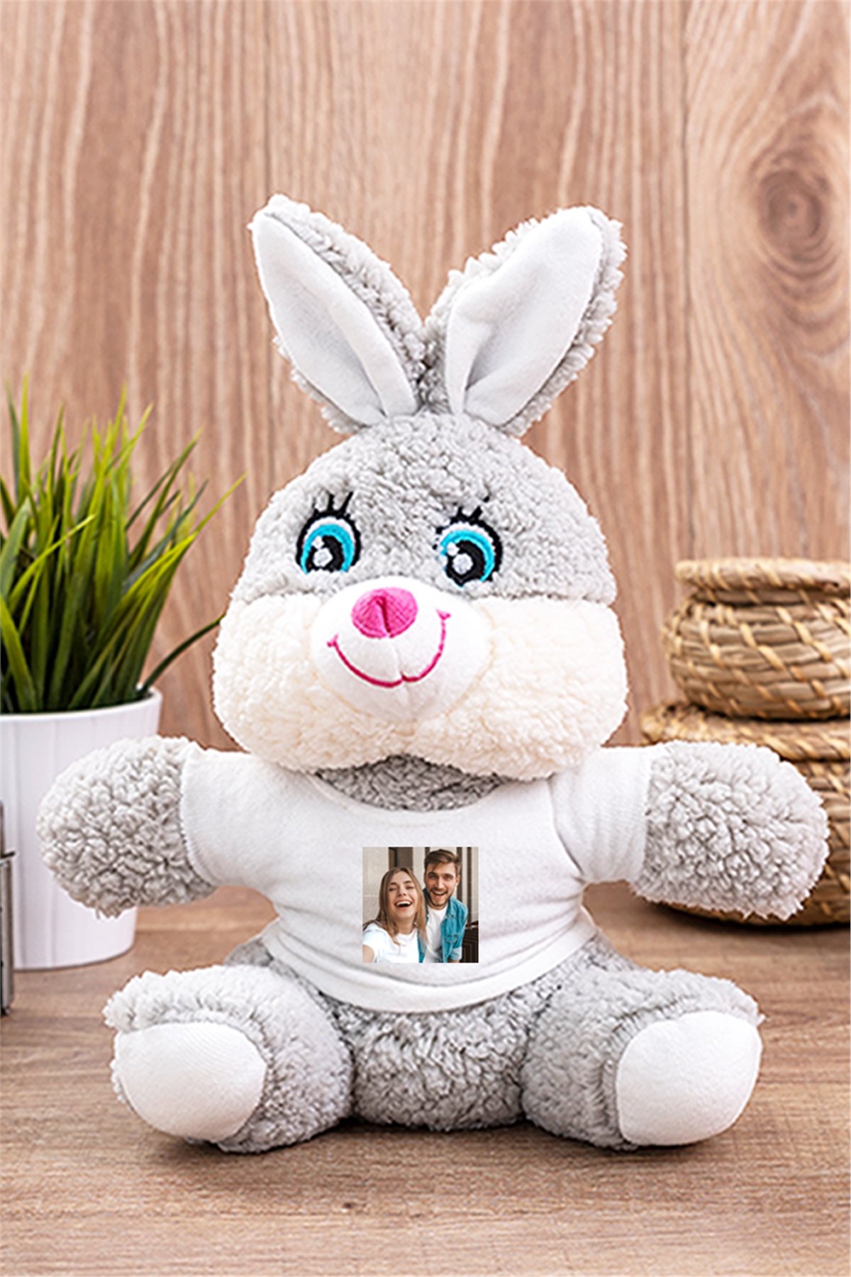 Kişiye Özel Fotoğraflı Peluş Tavşan