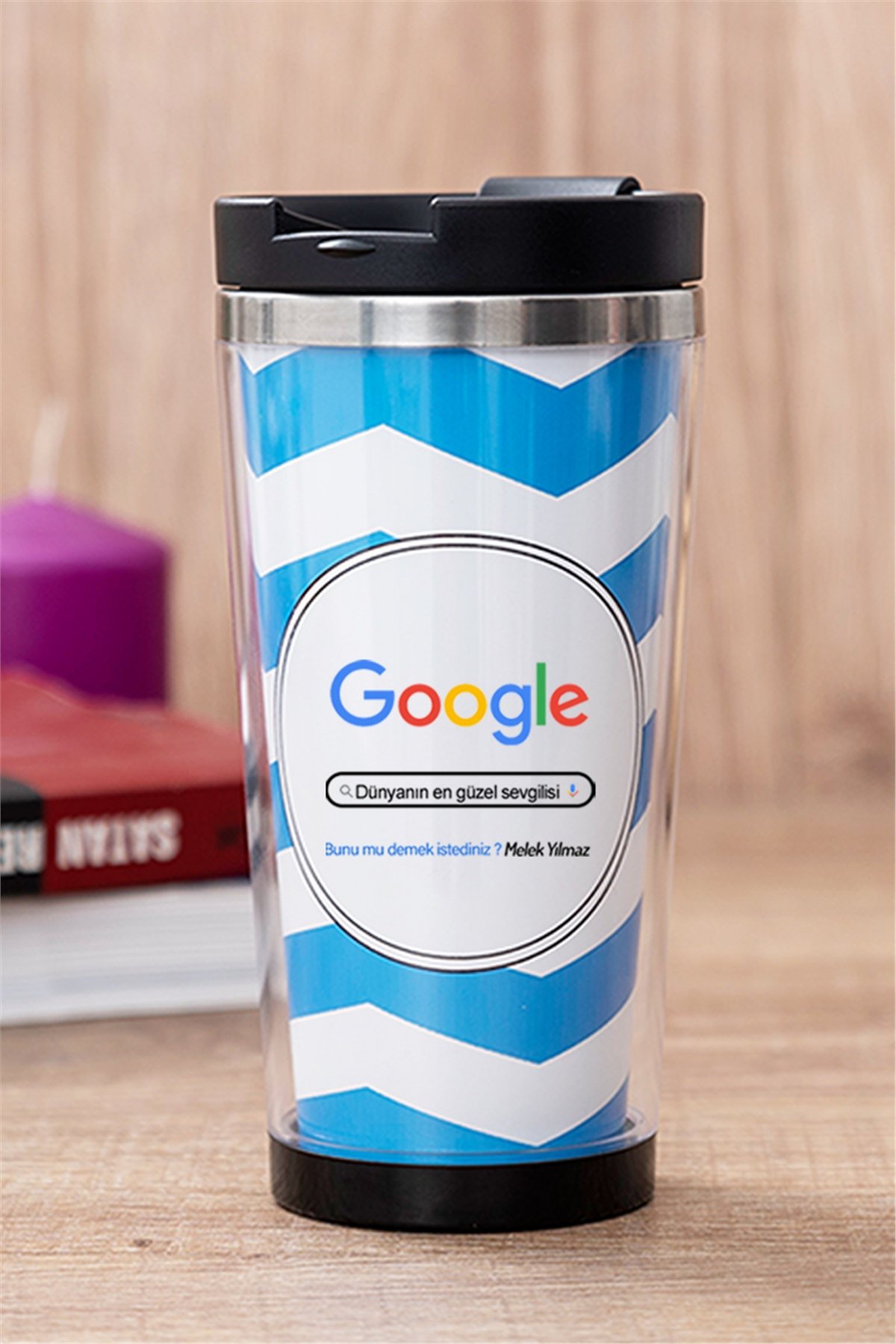 Kişiye Özel Google Tasarım Esprili Termos Bardak