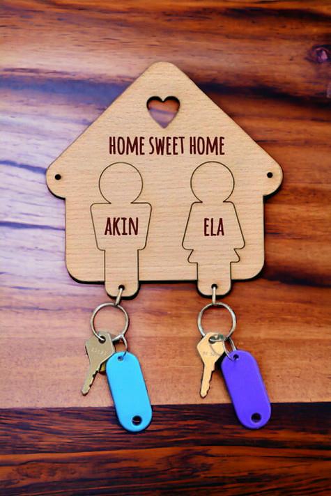 Kişiye Özel İki Anahtarlıklı Anahtarlık Askısı