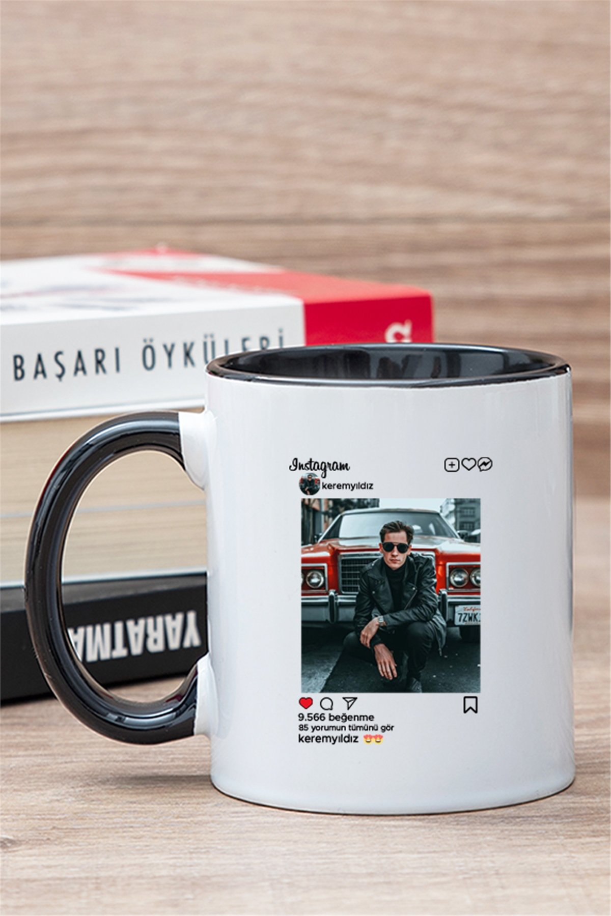 Kişiye Özel İnstagram Tasarım Fotoğraflı İçi Renkli Kupa Bardak