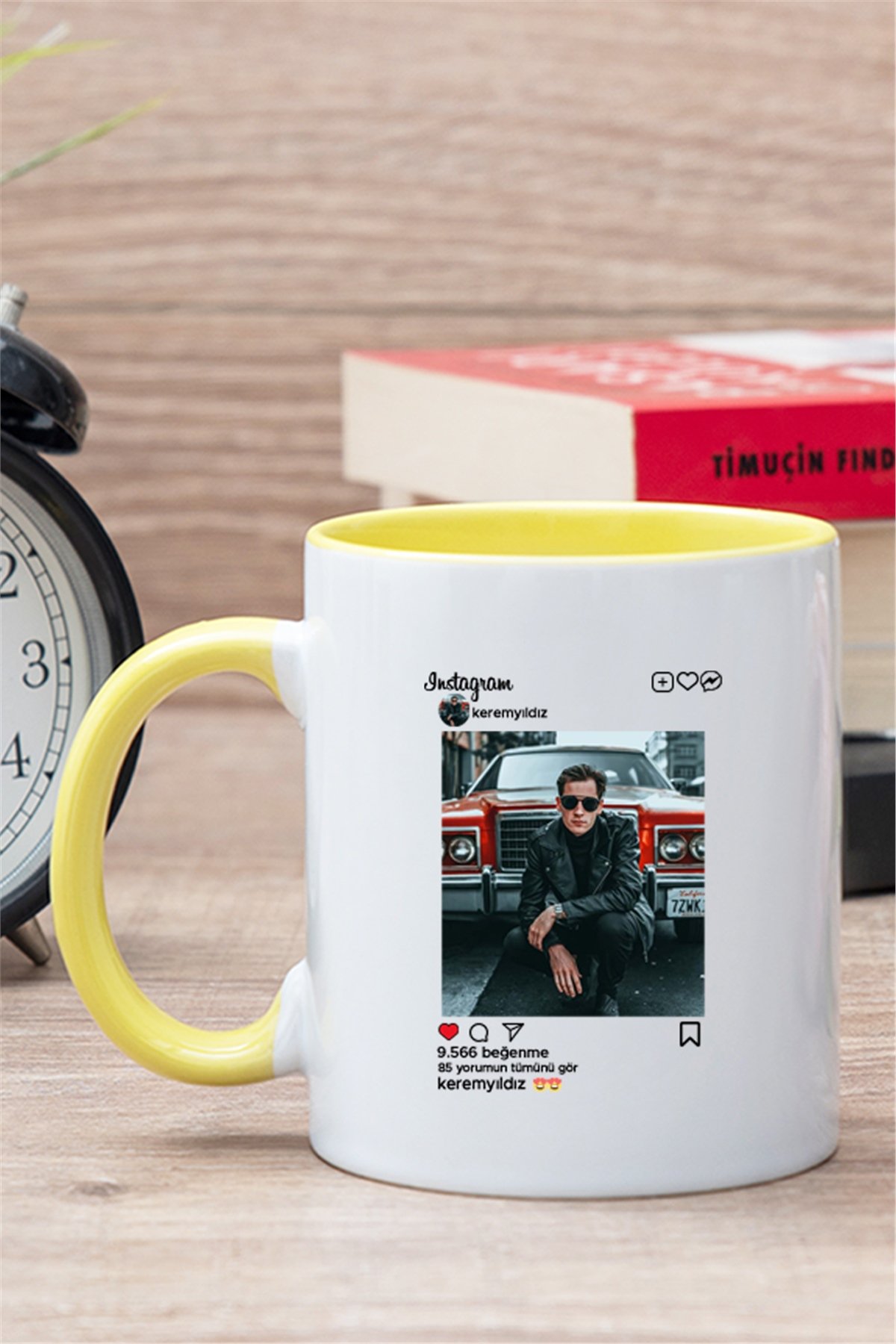 Kişiye Özel İnstagram Tasarım Fotoğraflı İçi Renkli Kupa Bardak