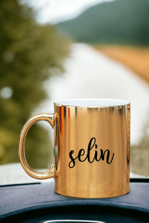 Kişiye Özel İsim Yazılı Gold - Silver Kupa Bardak