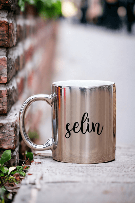 Kişiye Özel İsim Yazılı Gold - Silver Kupa Bardak