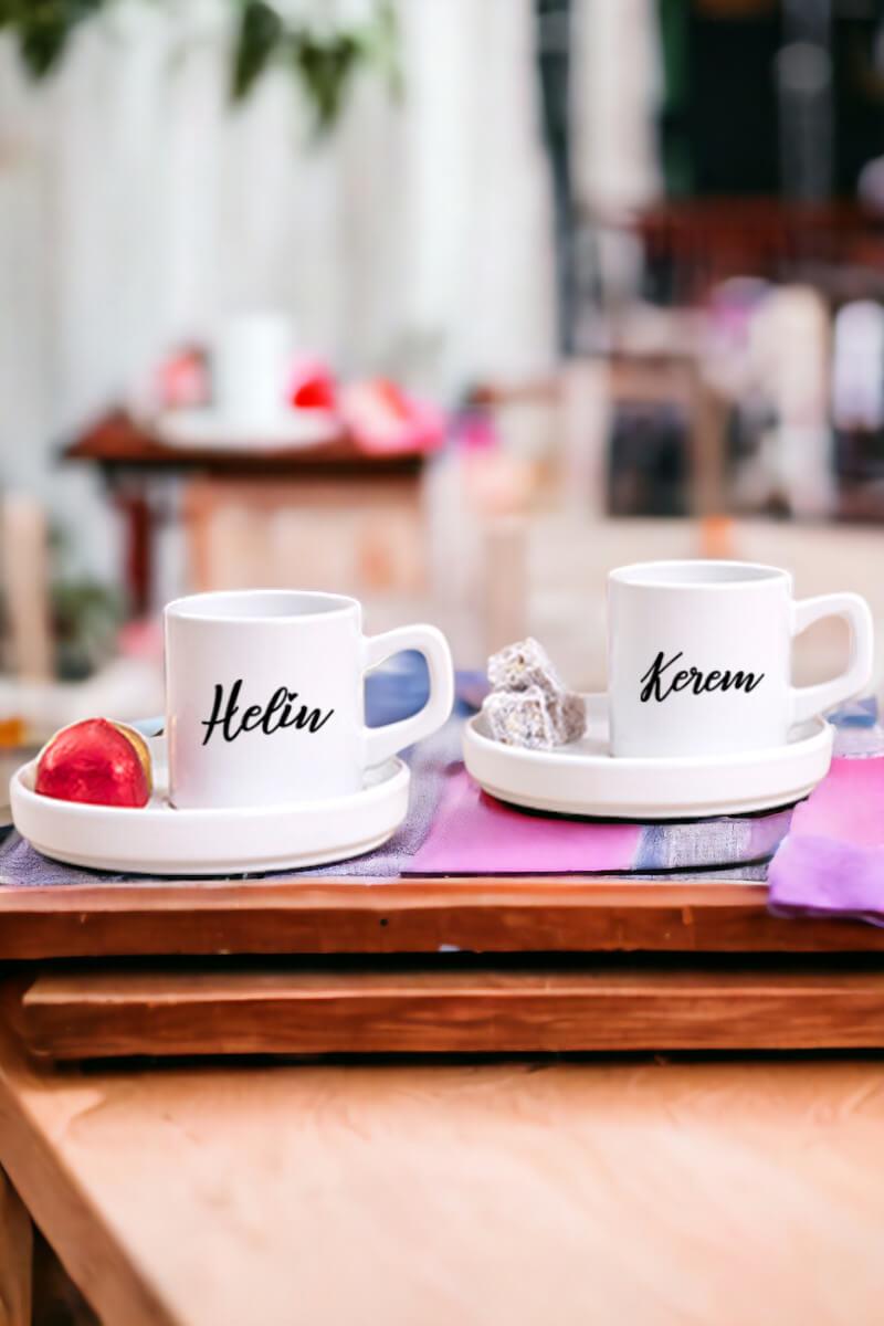 Kişiye Özel İsim Yazılı İkili Concept Türk Kahvesi Fincanı