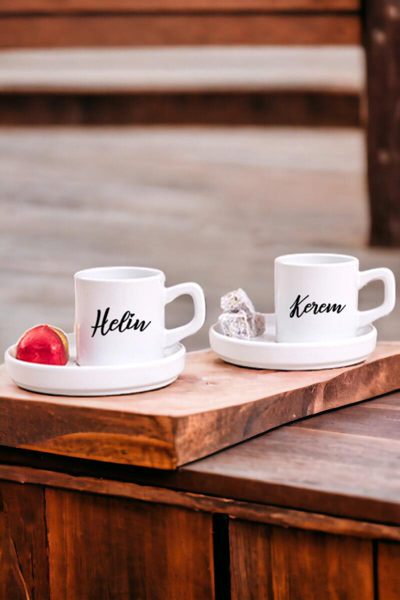 Kişiye Özel İsim Yazılı İkili Concept Türk Kahvesi Fincanı