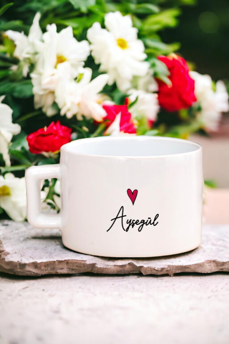 Kişiye Özel İsim Yazılı Minik Kalpli Fincan