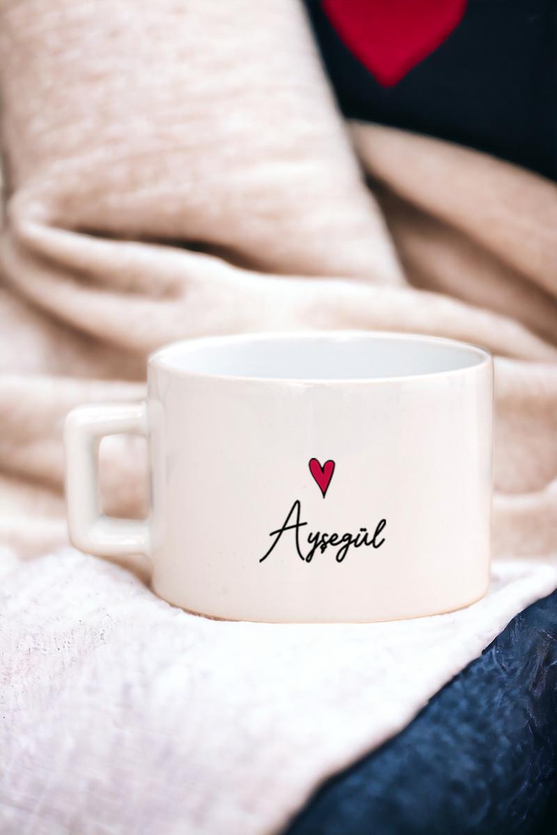 Kişiye Özel İsim Yazılı Minik Kalpli Fincan