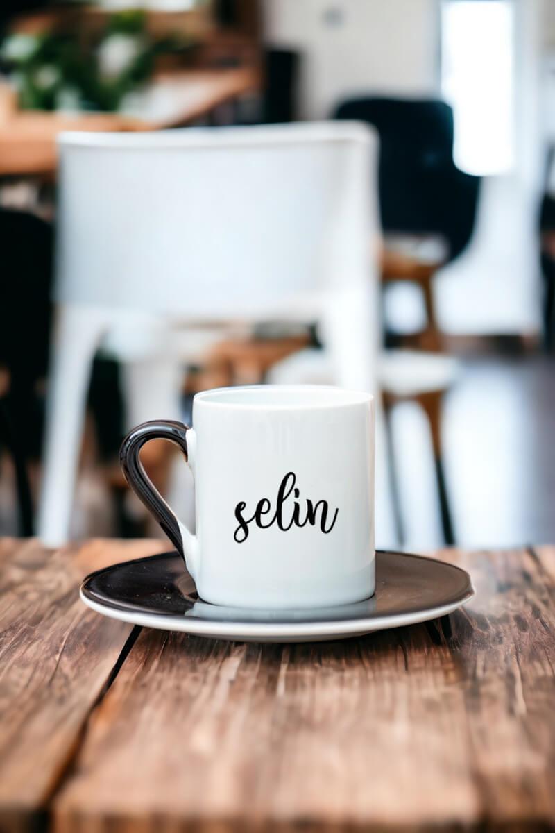 Kişiye Özel İsim Yazılı Renkli Türk Kahvesi Fincanı