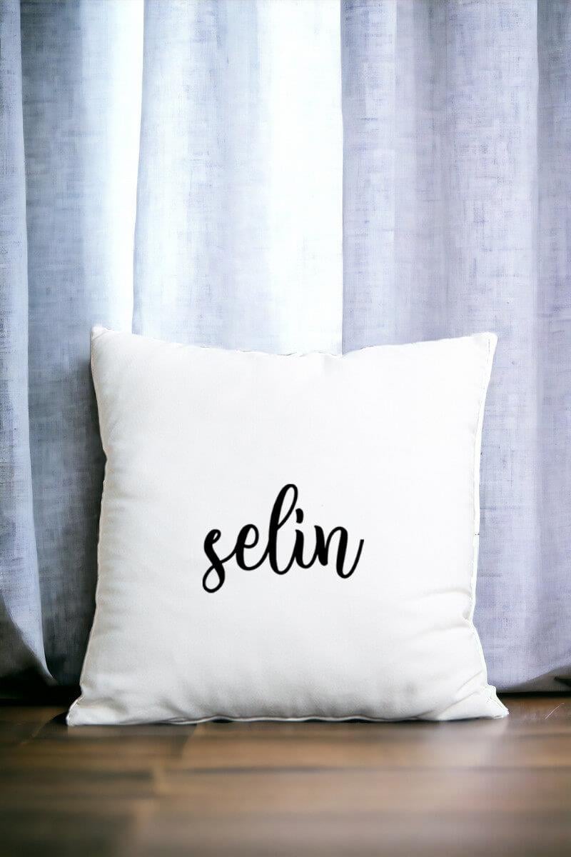 Kişiye Özel İsim Yazılı Saten Kare Yastık