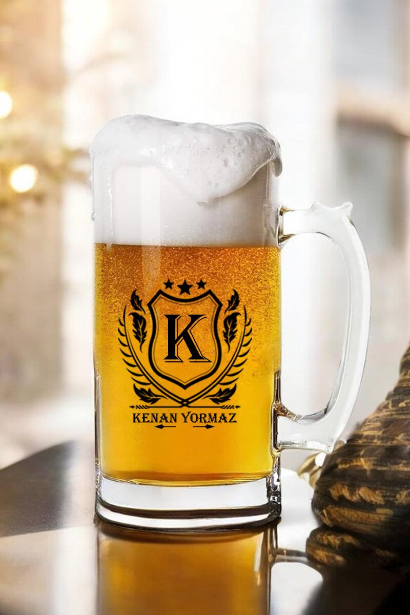 Kişiye Özel İsimli ve Armalı Cam Bira Bardağı