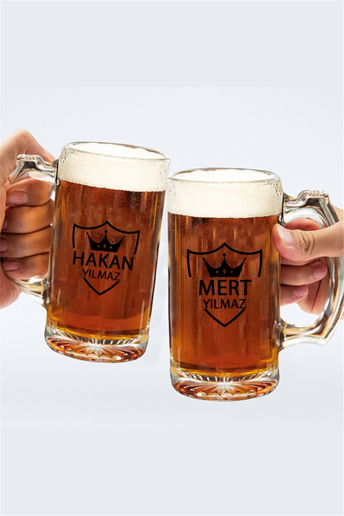 Kişiye Özel Kral Tacı Tasarım İkili Bira Bardağı