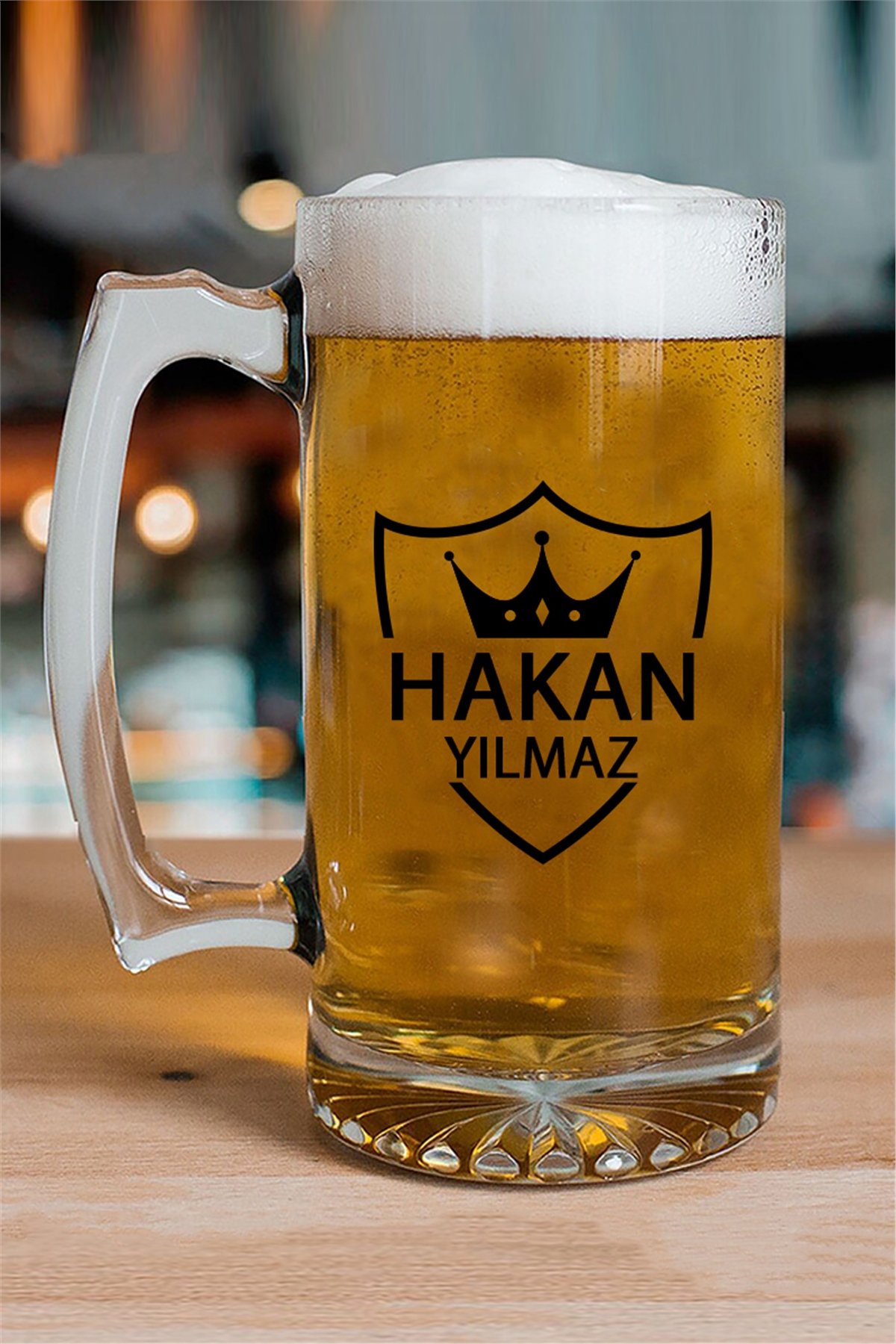 Kişiye Özel Kral Tacı Tasarım İkili Bira Bardağı