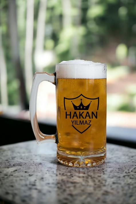 Kişiye Özel Kral Tacı Tasarım İkili Bira Bardağı