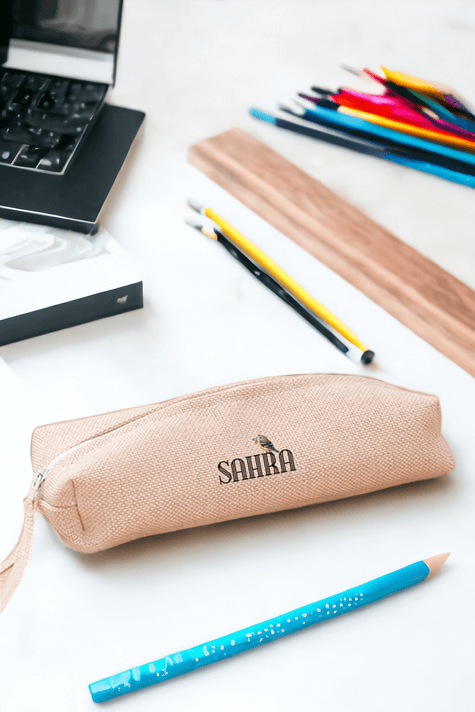 Kişiye Özel Minik Serçe İsim Yazılı Keten Bez Kalemlik