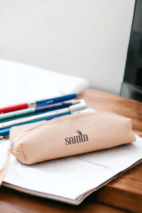 Kişiye Özel Minik Serçe İsim Yazılı Keten Bez Kalemlik