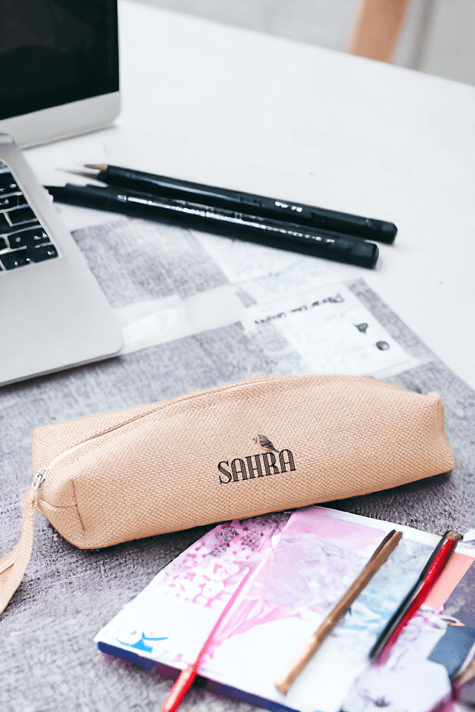 Kişiye Özel Minik Serçe İsim Yazılı Keten Bez Kalemlik