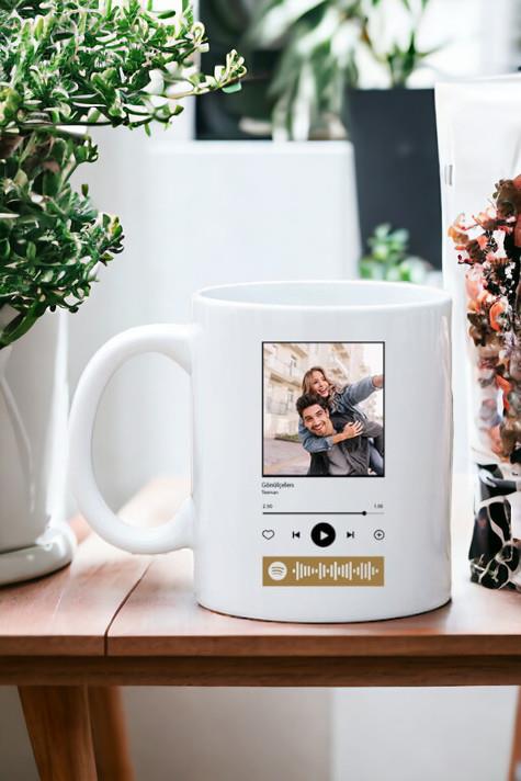 Kişiye Özel Spotify Tasarım Fotoğraflı Beyaz Kupa Bardak