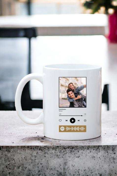 Kişiye Özel Spotify Tasarım Fotoğraflı Beyaz Kupa Bardak