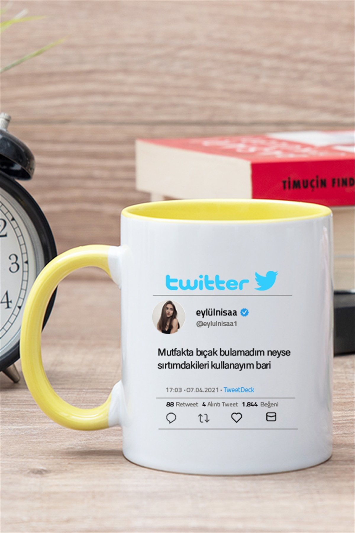 Kişiye Özel Twitter Tasarım Fotoğraflı İçi Renkli Kupa Bardak