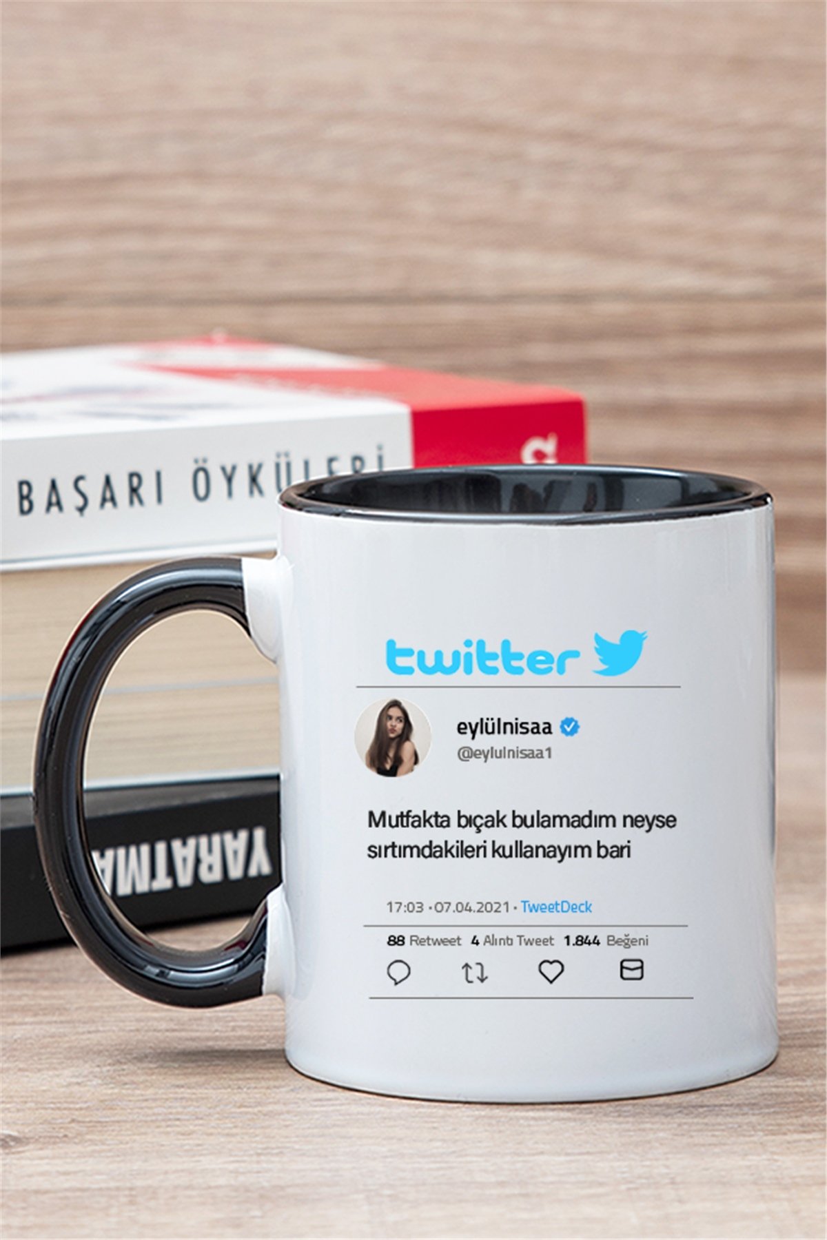 Kişiye Özel Twitter Tasarım Fotoğraflı İçi Renkli Kupa Bardak