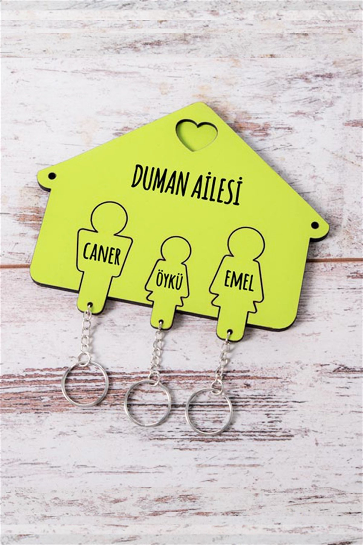 Kişiye Özel Üç Anahtarlıklı Renkli Anahtarlık Askısı