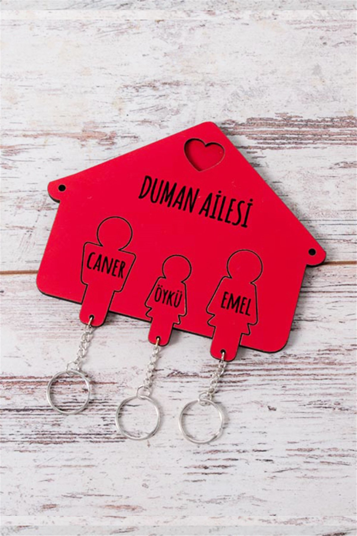 Kişiye Özel Üç Anahtarlıklı Renkli Anahtarlık Askısı