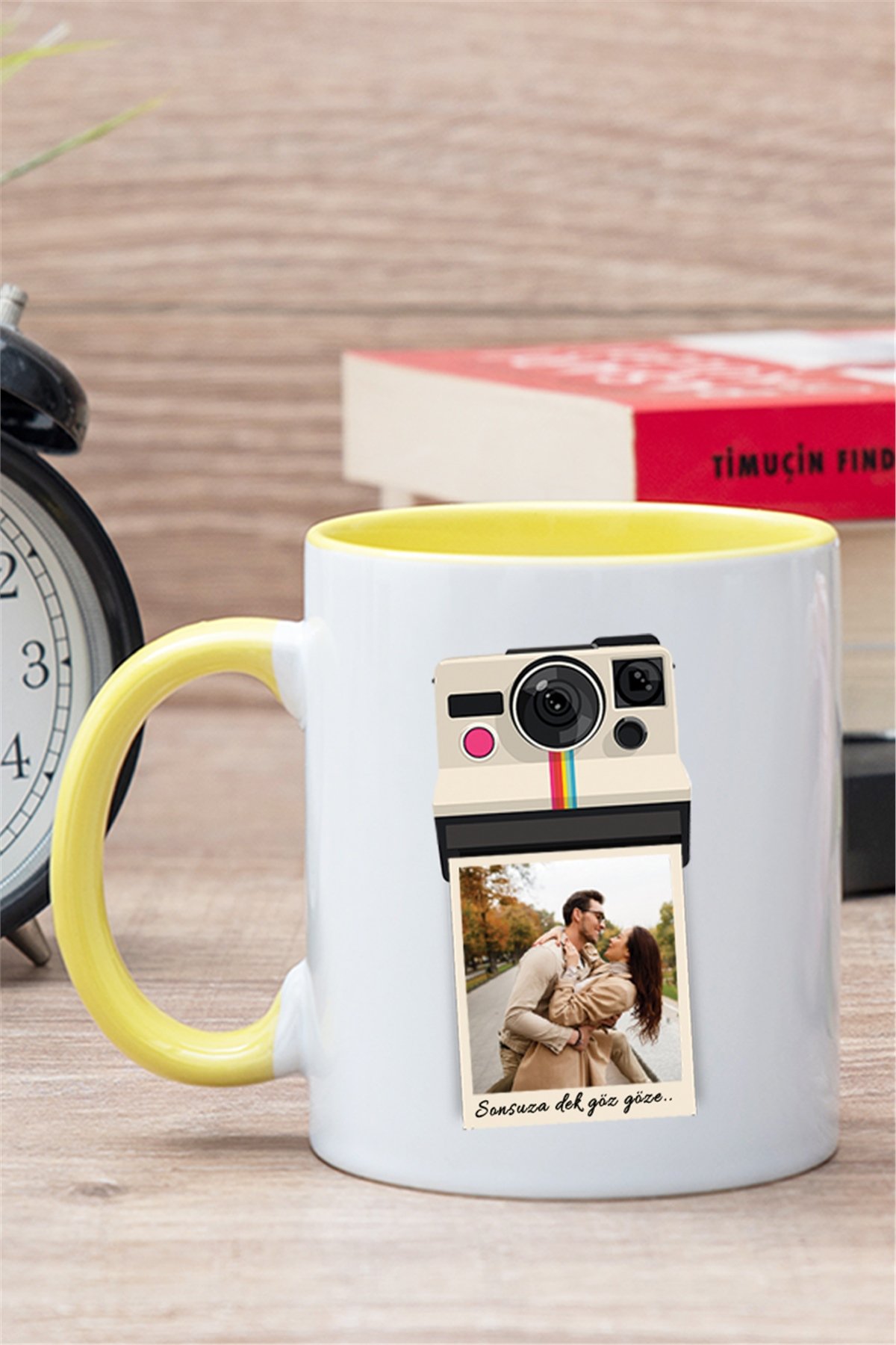 Kişye Özel Polaroid Tasarım Fotoğraflı İçi Renkli Kupa Bardak