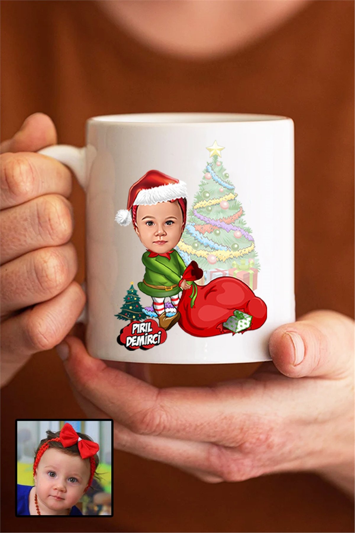 Kız Çocuğa Yılbaşı Hediyesi Karikatürlü Beyaz Kupa Bardak