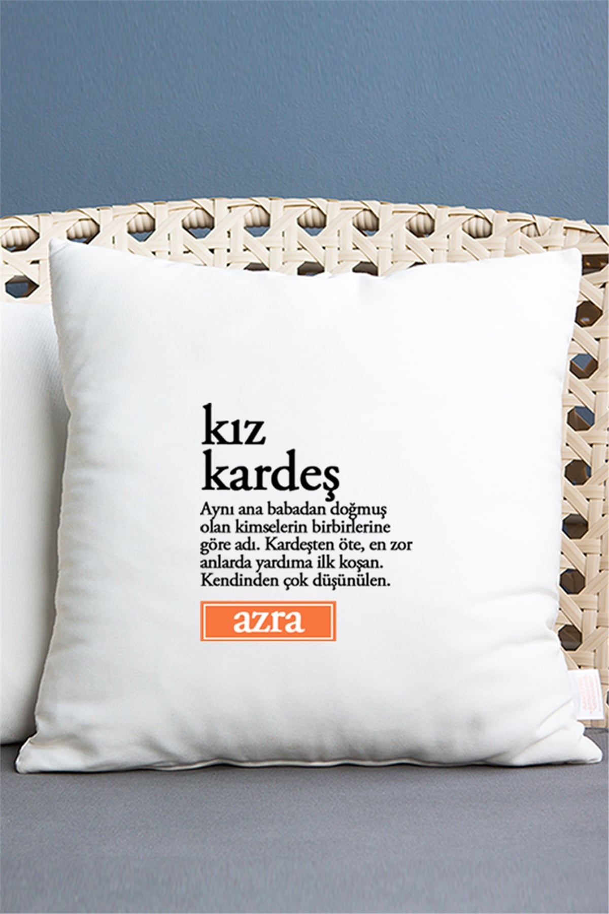 Kız kardeş Kelime Anlamı Saten Kare Yastık