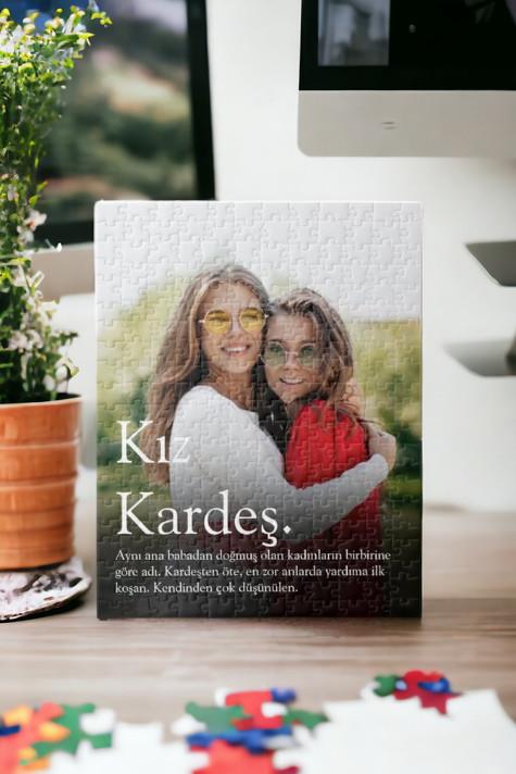 Kız Kardeşe Hediye Fotoğraf Baskılı Dikdörtgen Puzzle