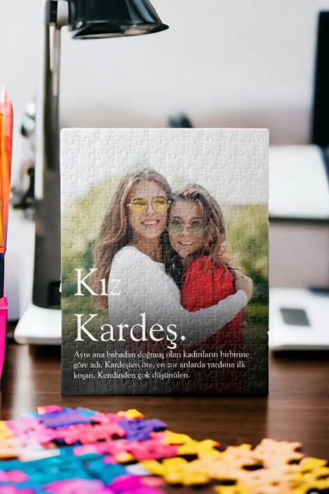 Kız Kardeşe Hediye Fotoğraf Baskılı Dikdörtgen Puzzle