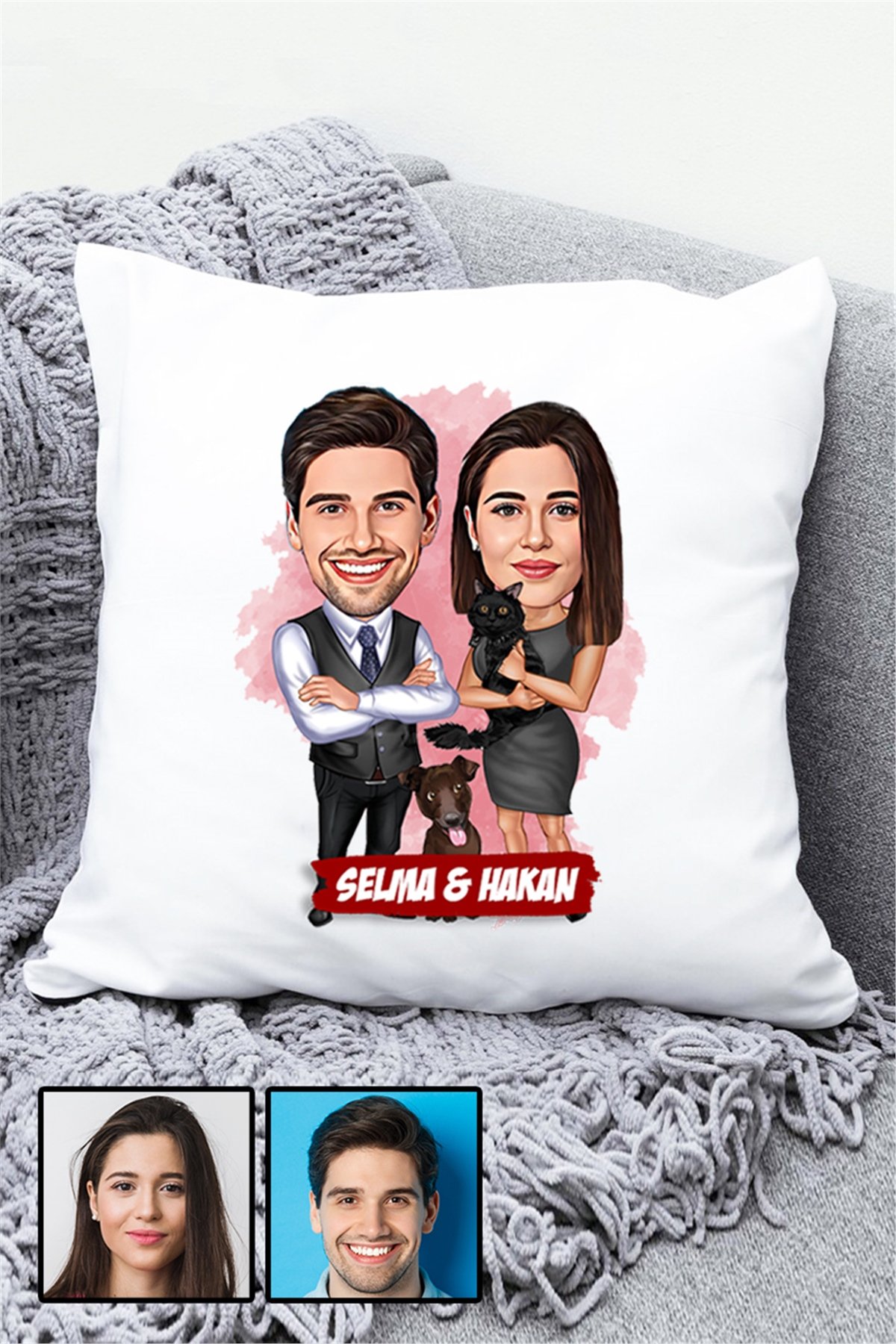 Komik Sevgililer Günü Hediyesi Karikatürlü Yastık