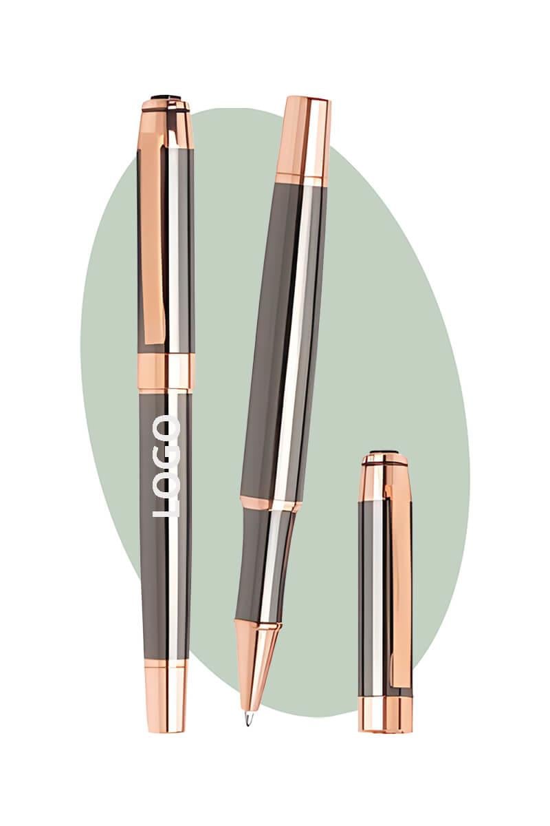 Logo Baskılı Gold Detaylı Promosyon Lüx Metal Roller Kalem 6141-A-Pİ