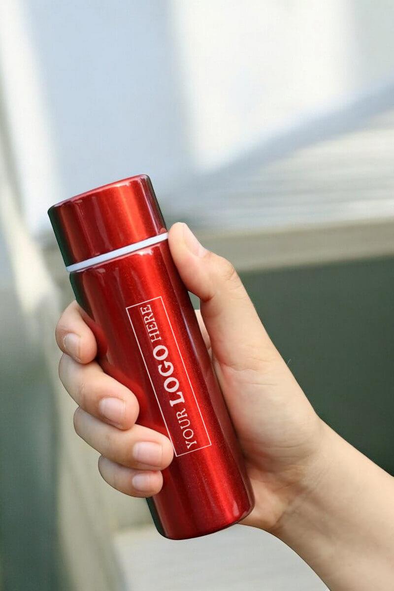Logo Baskılı Kırmızı Renk Promosyon 150ml Mini Cep Termosu