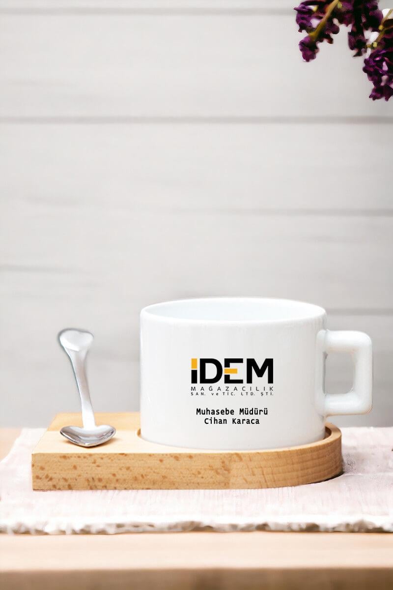 Logolu Ahşap Altlıklı Fincan