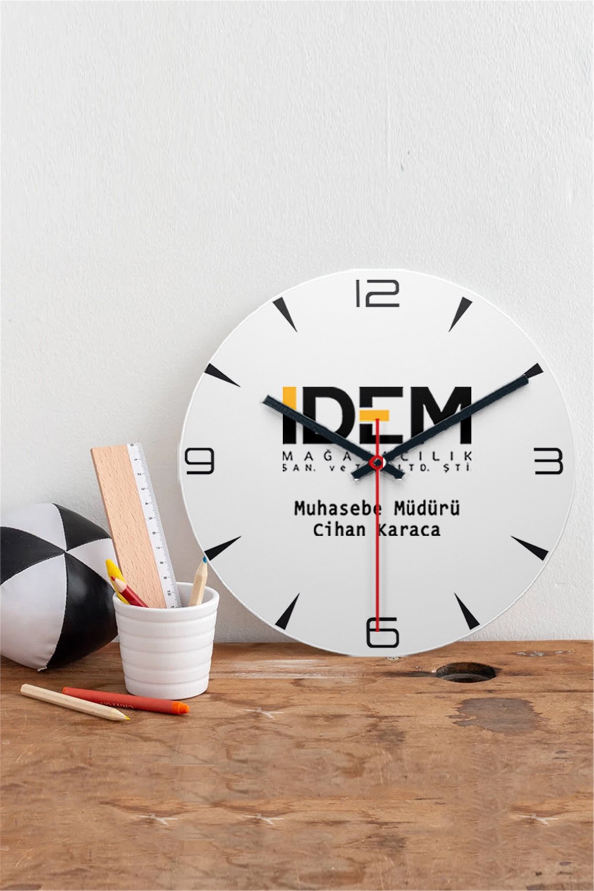 Logolu Ahşap Duvar Saati