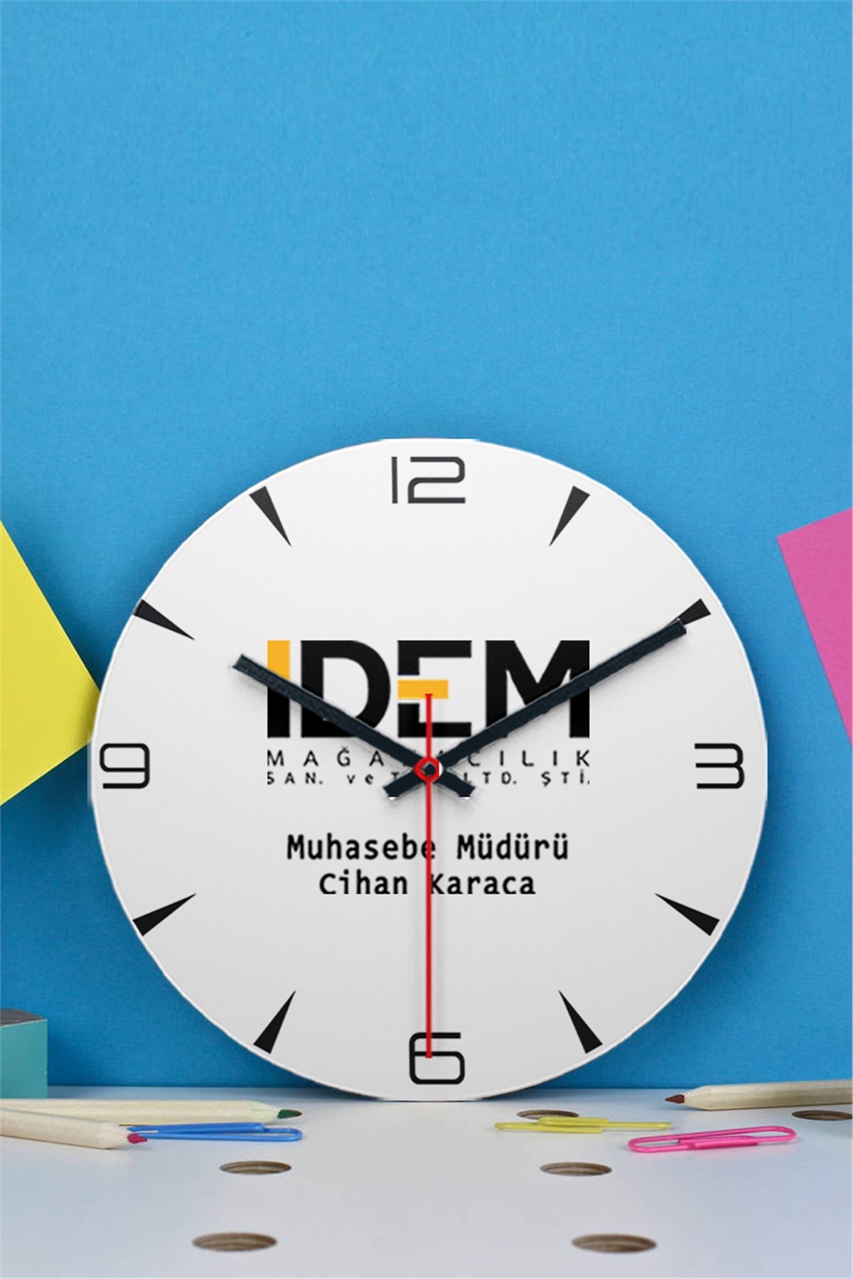 Logolu Ahşap Duvar Saati