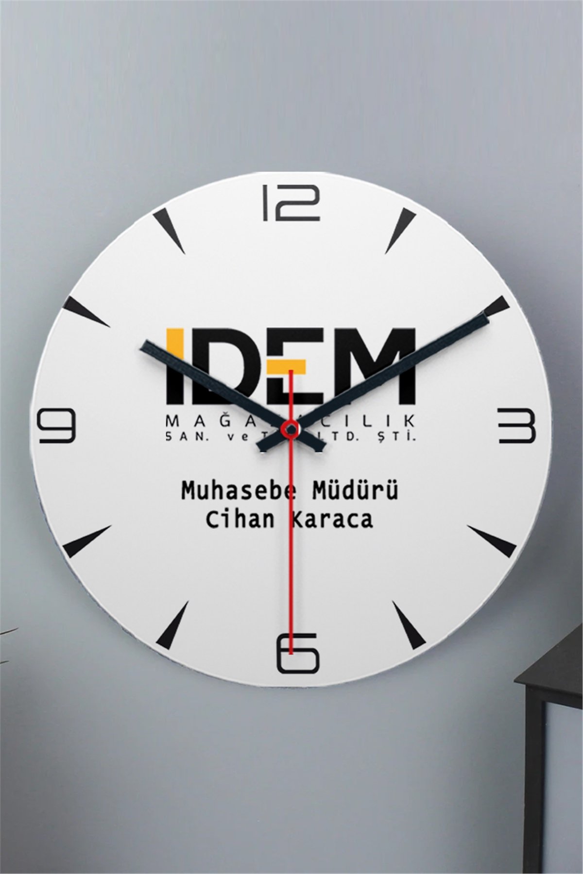 Logolu Ahşap Duvar Saati