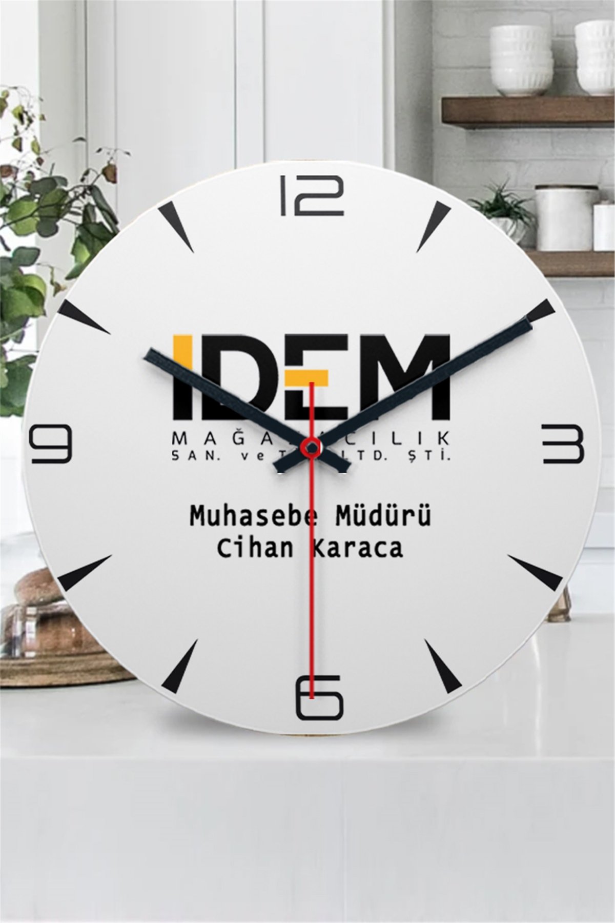 Logolu Ahşap Duvar Saati