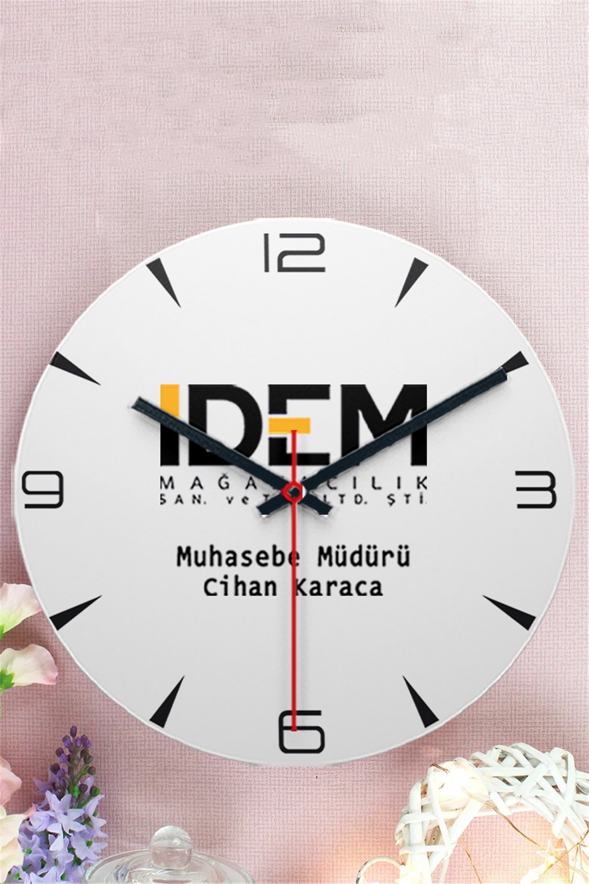 Logolu Ahşap Duvar Saati