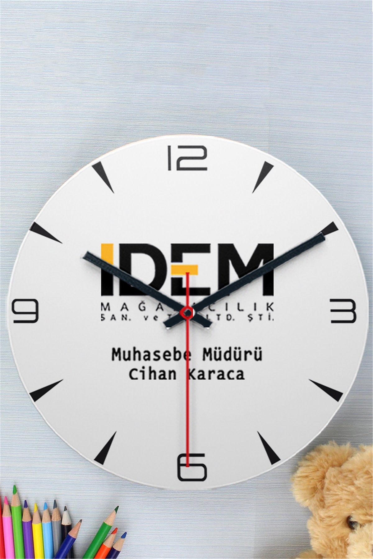 Logolu Ahşap Duvar Saati