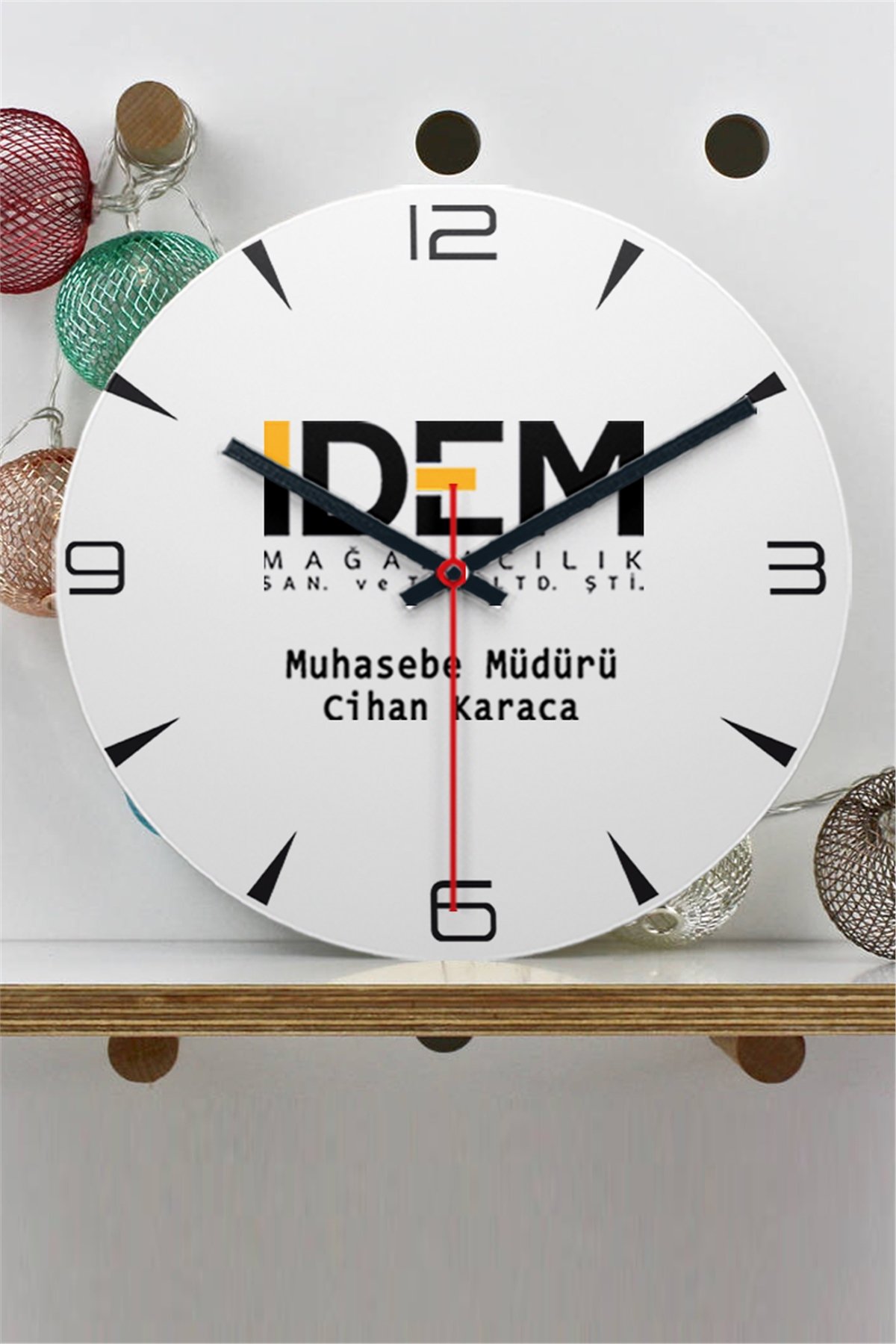 Logolu Ahşap Duvar Saati