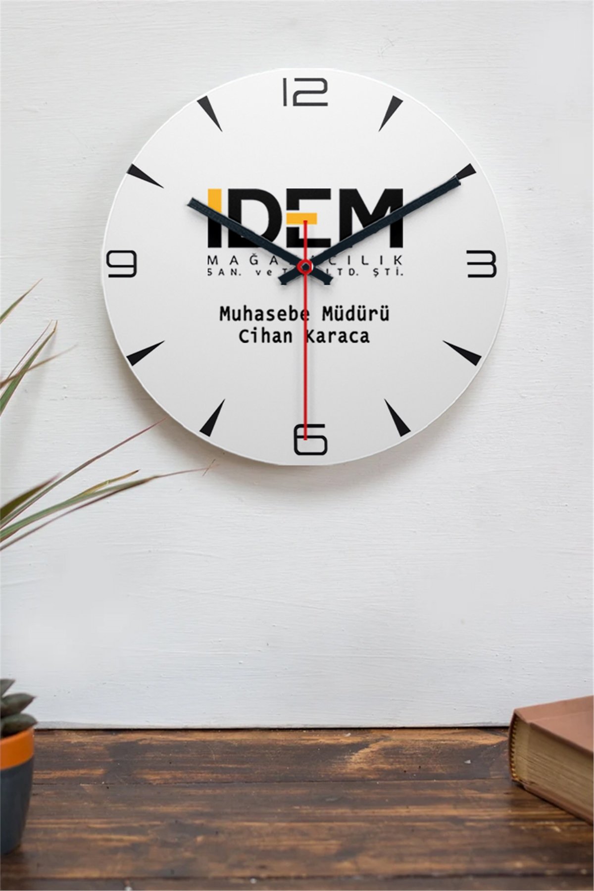Logolu Ahşap Duvar Saati