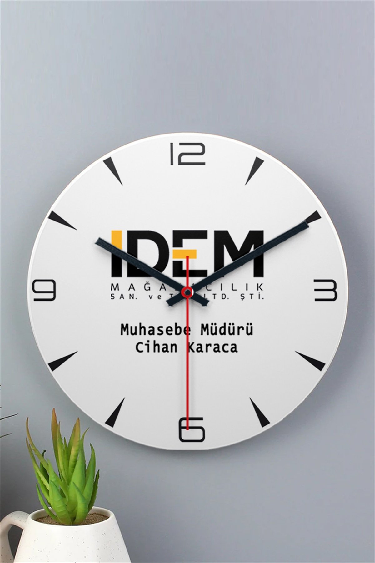 Logolu Ahşap Duvar Saati